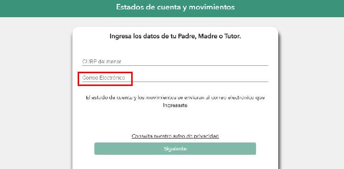 PASO 3 PARA CONSULTAR SALDO CORREO ELECTRÓNICO MENOR